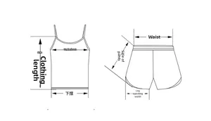 Guide des tailles montrant la longueur et le tour de taille du pyjama en dentelle