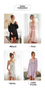 Lace-trimmed silk satin pajama set in multiple colors like black, pink and white