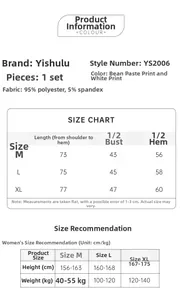 Detailed size chart for women's knit nightdress showing M, L, XL dimensions and fabric specs