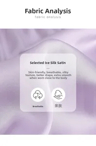 Macro shot of the premium purple ice silk satin fabric texture and draping on the chemise