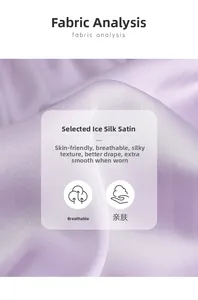 Detailed view of silky lavender ice silk satin fabric with elegant drape and texture