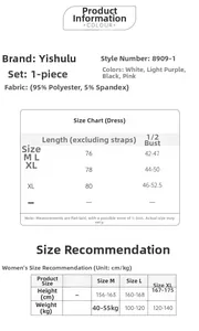 Size chart for silk-like satin sleepwear showing measurements for M, L, and XL sizes