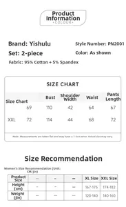 Detailed size chart for women cotton short sleeve pajama set with size recommendations