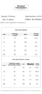Guide des tailles pour ensemble pyjama 3 pièces avec peignoir, caraco et pantalon