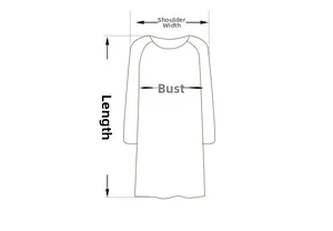 Size guide showing shoulder width, bust, and length measurements for the summer nightgown