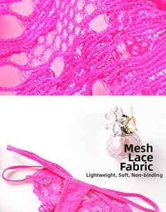 Close-up of rose red floral lace mesh fabric detail with lightweight soft texture