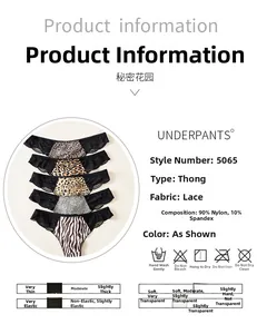 Tableau détaillé de composition pour string en dentelle léopard sexy avec 90% de nylon