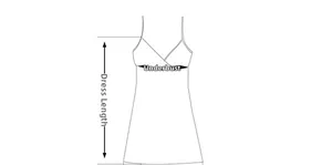 Size guide diagram showing length and underbust measurements for modal slip dress