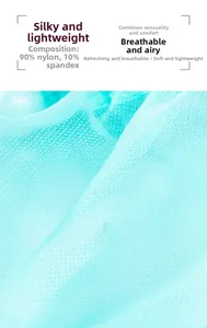 Détail du tissu en maille bleue avec 90% nylon et 10% élasthanne pour lingerie respirante
