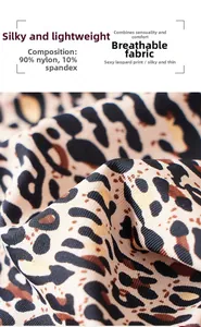 Détail de la texture léopard en tissu composé de 90% nylon et 10% élasthanne souple