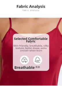 Detail of red satin nightgown showing silk texture with breathable and skin-friendly fabric