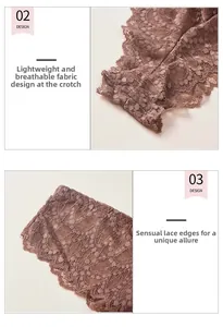 Détails de culotte en dentelle transparente pour femme avec broderies et tissu respirant