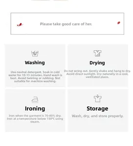 Care guide for modal pajamas with washing, drying and ironing instructions in four blocks