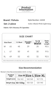 Tableau des tailles détaillé pour ensemble homewear en modal avec guide de mesures et poids