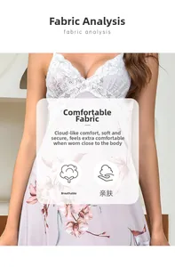 Detail of floral lace satin sleepwear showing smooth fabric texture and pink flower prints