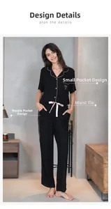 Détail de la poche à cœur, du lien de taille en soie et des poches latérales du pyjama