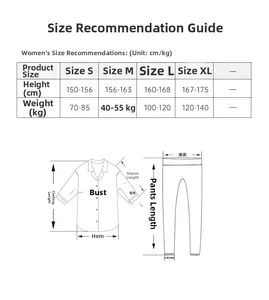 Guide des tailles détaillé pour pyjama en modal rayé avec tableau de mesures pour femmes