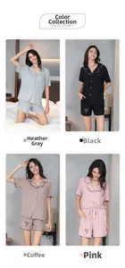 Ensemble pyjama modal à manches courtes en quatre couleurs avec bords volantés et short