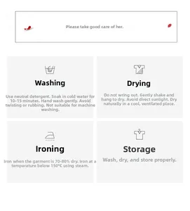 Care guide for modal pajamas showing washing icons and 150°C steam ironing instructions