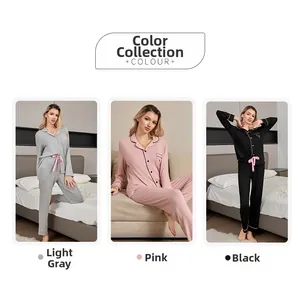 Détails des pyjamas en modal rayé avec passepoil contrasté et cordons de serrage à la taille