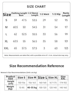 Detailed size guide for modal cotton lace pajamas featuring S to XXL measurements table