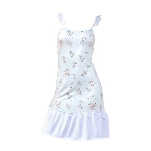 Nuisette florale bleu clair avec ourlet à volants et fines bretelles pour femmes