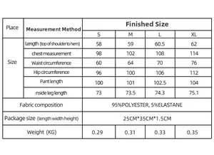 Detailed size chart for women's Christmas pajamas set showing fabric and measurements