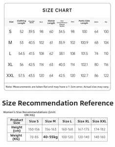 Guide des tailles pour ensemble femme à carreaux montrant les mesures S à XXL