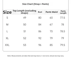 Detailed size chart for women's three-piece cotton pajama set with vest and pants