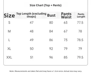 Detailed size chart for women's 3-piece cotton pajama set showing S to XXL measurements