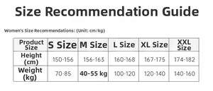 Detailed size guide table for women's 3-piece cotton pajama set ranging from S to XXL