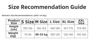 Detailed size guide table for women's 3-piece cotton sleepwear set from S to XXL