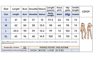 Detailed size chart for women long sleeve pajamas with precise measurements from S to XL