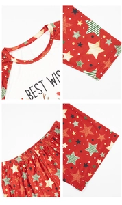 Details des Weihnachts-Pyjama-Sets mit festlichem Elchmuster und elastischem Bund