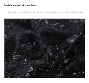 Detail of breathable floral lace fabric with high elasticity and soft texture
