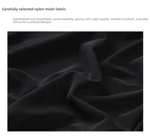 Vue détaillée du tissu en maille de nylon noir avec haute élasticité et texture respirante
