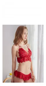 Détail de la dentelle florale rouge et de la texture en maille transparente