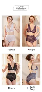 Dessous-Set aus Spitze in den Farben Weiß, Lila, Schwarz und Dunkelgrau für Damen