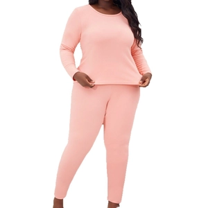 Ensemble de détente grande taille rose pêche avec haut à manches longues et pantalon