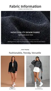 Gros plan sur la texture du denim de qualité et les coutures d'une veste courte décontractée