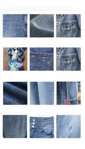 Detailed chart showing 12 denim processing techniques including washing and embroidery