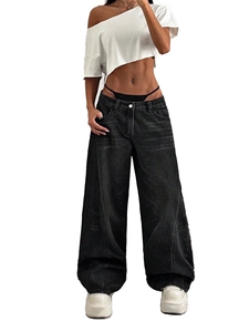 High waist wide leg jeans in washed vintage black with a baggy street style fit