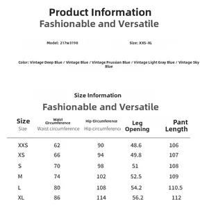 Tabella delle taglie dettagliata per jeans a vita alta con misure da XXS a XL