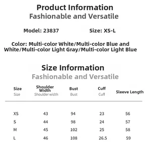 Size chart for women slim fit denim jacket with measurements for XS S M and L sizes