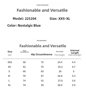 Tableau des tailles pour short en jean bleu vintage avec mesures du XXS au XL