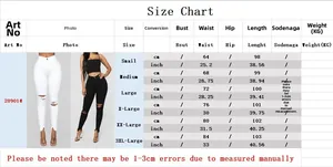 Size guide for women's high waisted solid color trousers with length and waist details
