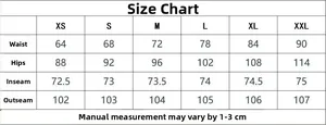 Tableau des tailles pour jean droit taille haute pour femme, mesures de XS à XXL