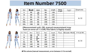 Size chart for women's denim jumpsuit including bust, waist, and hip measurements from S to 3XL