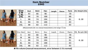 Size guide with detailed measurements for the slim-fit denim jumpsuit with fringe details