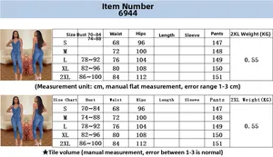 Size chart for women slim fit denim jumpsuit including bust waist and hip measurements